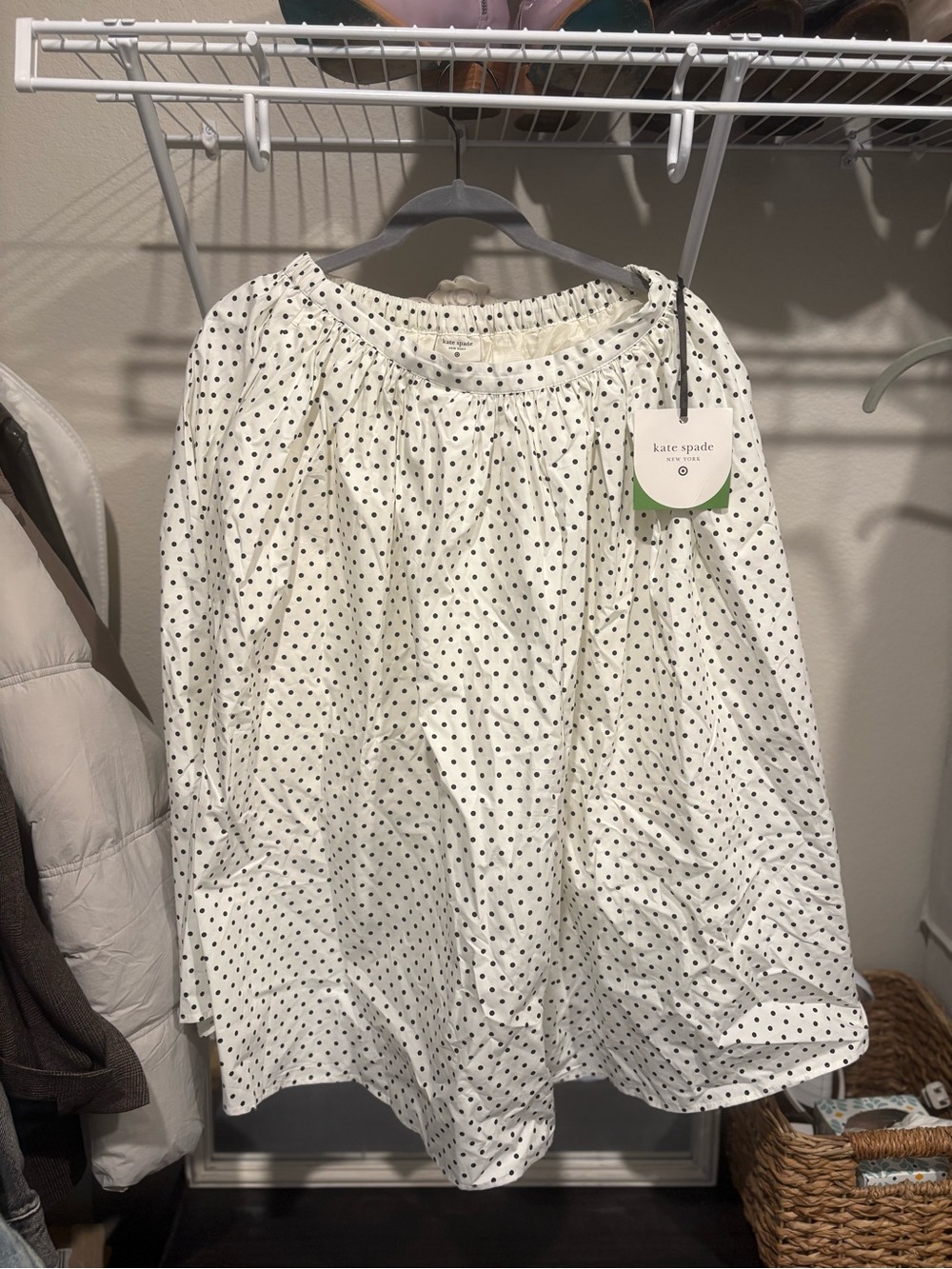 kate spade White with Black Polka Dot A-Line Skirt